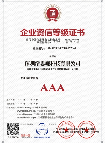 企业资信等级证书